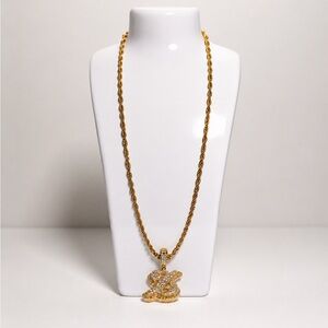 Men's Gold Rope Chain Necklace with Iced out Z pendant‼️